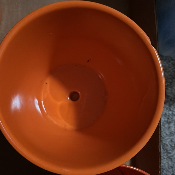 3 Orange porcelain & metal flower pots - Picture 5 of 5